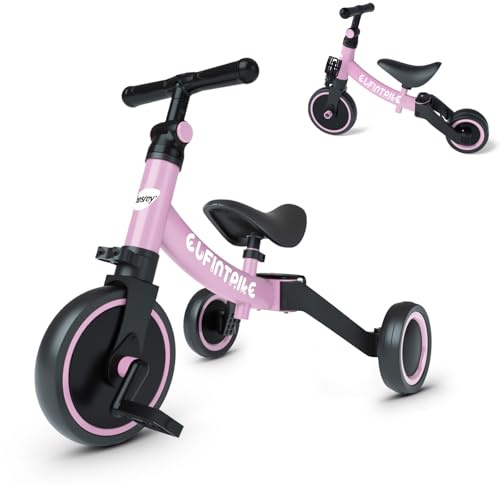 besrey Tricicli 5 in 1 Triciclo per Bambini da 1 a 5 Anni,Triciclo Senza Pedali,Bicicletta Senza Pedali, Viola Pastello