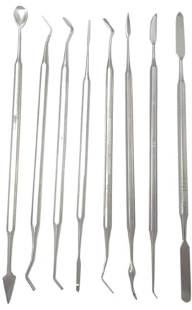 8 spatole dentali in acciaio inox per mescolare gesso, cemento, polvere, scultura, laboratorio, strumenti dentisti (colore 2)