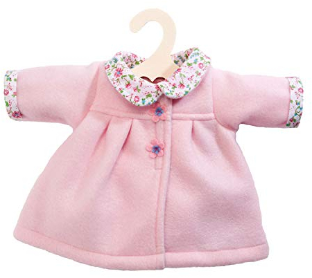 Heless 2277 - Mantel für Puppen mit blumigem Rundkragen, rosa, Größe 35 - 45 cm