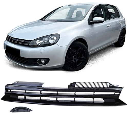 Kühlergrill ohne Emblem Schwarz Glanz passend für VW Golf 6 08-12