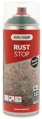 DUPLI-COLOR RUST STOP RAL 6005 Moosgrün seidenmatt 400 ml - Sprühfarbe | 4-in-1 Rostschutz-Spray direkt auf Rost anwendbar – LCI-Technologie, schnelltrocknend, hohe Deckkraft, Innen & Außen