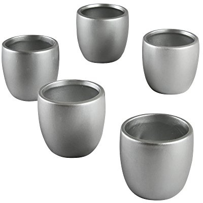 Ivy Lane Design Smooth Round Favor Flower Pot, Silver, Set of 5