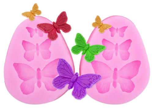 Moule Silicone Forme Dentelle X 2 Fondant Décoration Gâteau Outil Pâtisserie Papillon Rose Fleur