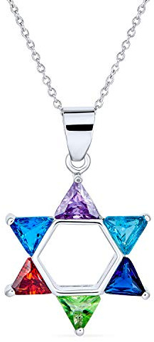 Bling Jewelry Magen Judaica Chanukka David Stern Traditionelle Halskette Zirkonia Schwarz Blau Vergoldet 925 Silber Anhänger für Damen Teenager