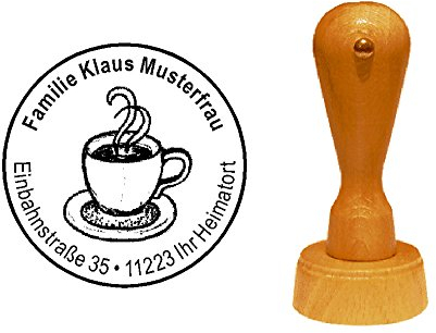 Stamp Wood Stamp Motif Stamp Coffee Cup with Personal Address - Professional Coffee Grinding Coffee Restaurant
