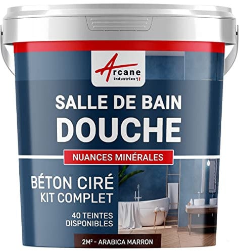 béton ciré salle de bain, douche italienne, pièce d'eau, kit, beton, cire, salle de bains, douche italienne - 2 m² (en 2 couches) Arabica Marron - ARCANE INDUSTRIES