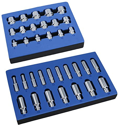 3/8 Drive Metric Shallow and Deep Bi-Hex 12 Point Sockets 8mm - 24mm 34pc