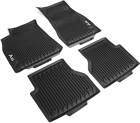 Unbekannt Original Premium Gummi Fußmatten 4X Gummimatten Set v+h Allwettermatten schwarz mit A6 Schriftzug
