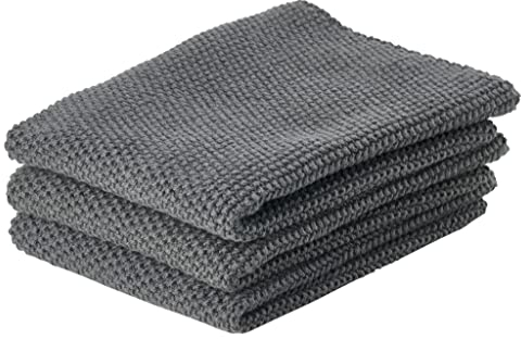 Zone Denmark Putzlappen aus 100% Baumwolle, 27 x 27 cm, 3er-Set, Anthracite