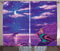 ABAKUHAUS Meerjungfrau Rustikaler Vorhang, Cartoon-Stil Dolphins, Wohnzimmer Universalband Gardinen mit Schlaufen und Haken, 280 x 175 cm, Violett Lila