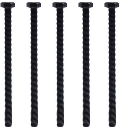 MroMax Lot de 5 vis hexagonales M8 x 120 mm en acier au carbone antirouille entièrement fileté Noir