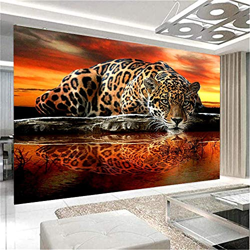 Nicole Knupfer 5D DIY Diamond Painting Kits,Leopard Full Bohrer Handgemachtes Crystal Strass Stickerei Cross Stitch Home Wanddekoration (100x70cm)