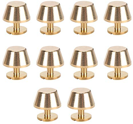 Pssopp 10 Uds. Bolso de Mano pies Cabeza de Clavo Tachuelas Planas de Metal Remaches Tachuelas Tachuelas de Cono de Metal Remaches artesanía de Cuero DIY