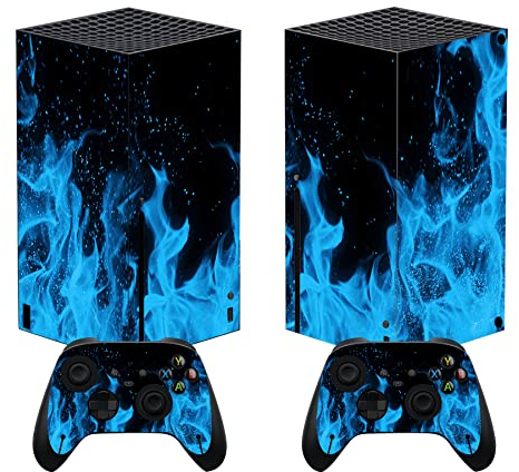 PlayVital Adesivo Skin per Xbox Series X Console&Controller Sticker Decal Cover Vinile per Xbox Series X-Fiamma Blu