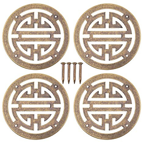 VILLCASE 4pièces Décor De Boîte À Bijoux Vintage Chinoise Cuivre Accessoires Rétro Pour Mobilier Bois Décorations Distinctives Pour Coffres Et Boîtes À Bijoux Installation Facile