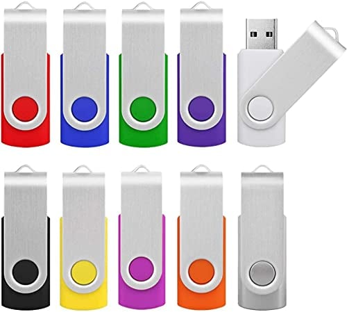 KOOTION USB Sticks 32GB USB 3.0 10er Pack USB Speicherstick 10 Stück Datenstick 32 GB Memory Sticks Bunt USB Flash Lauwferk 360° Drehbar Design USB Flash Pen Drives Metall Set 10 STK 32G Mehrfarbig