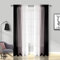 Melodieux Tende Tasparente Ombre Tende per Interni 2 Pezzi, 140x175cm Nero/Bianco