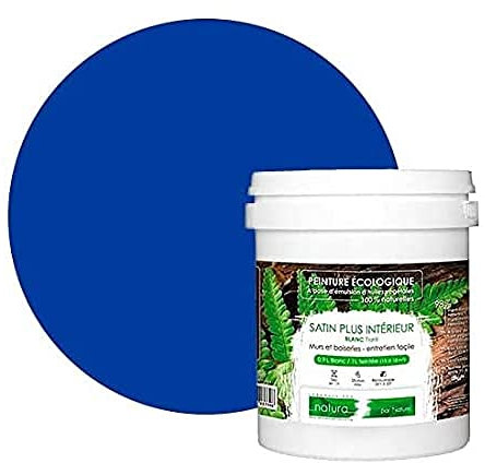 BOX DECO COULEURS Pintura de pared natural ecológica con aspecto satinado interior Natura - 1 L, azul eléctrico