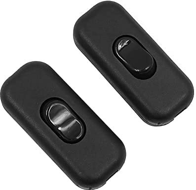 Tiardey Interruttore a Cavo in Linea da 2 Pezzi AC 250V 6A Interruttore a bilanciere di Controllo On-off DPST per Lampada da Tavolo Camera da Letto Lampada da Tavolo-Nero