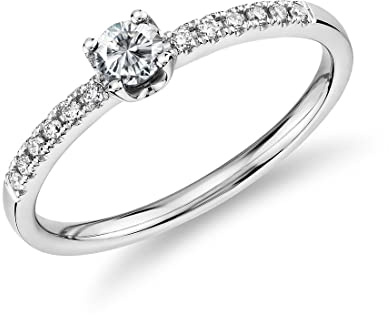 Juweliergift 925 Sterling-Silber Halo Versprechen Ring Weiß Cubic Zirkon Edelstein Hochzeit Engagement Solitaire Ring Frauen und Mädchen Schmuck: u