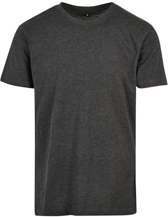 Build Your Brand Men's Basic Round Neck T-Shirt, Charcoal, L