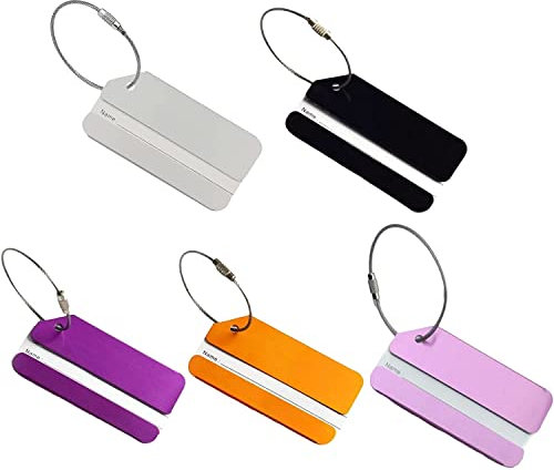 Plaques de valise, étiquettes pour valises aériennes, étiquette pour valises, pour l'avion, valise, carrosserie, sac de voyage, noir, violet, or, rose, argent