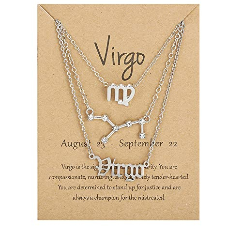 ShiQiao Spl Horoscope Necklace for Women Astrology Necklace Gifts for Girls Birthday Christmas Gifts Star Pendant Necklace 3 Layer Necklace