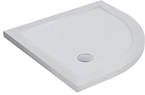 Piatto Doccia 90x90 Semicircolare Acrilico Bianco Lucido Ultraslim Altezza 4cm Piletta Inclusa