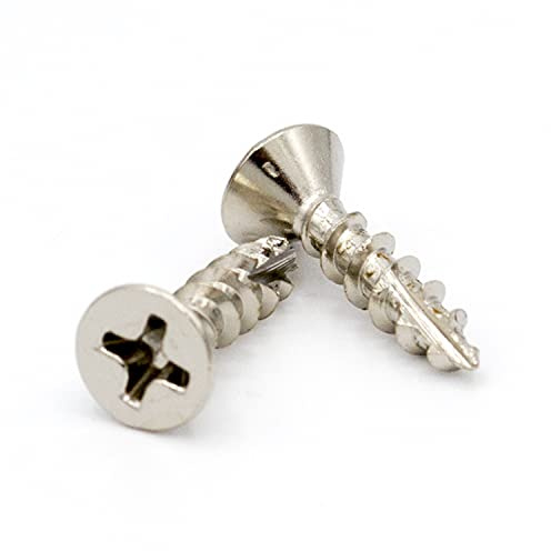 Yellowbird #6 x 5/8 European Concealed Hinge Screw - Flat Head Phillips - Type 17 - Nickel Wood - Bit Included - 1000 Ct.