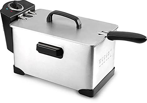XUETAO Freidora de Grasa Profunda de 3.5L, freidora Profunda de Acero Inoxidable con Control de Temperatura Ajustable Tapa de Cesta de Aceite extraíble Tanque de Aceite Antiadherente 1800W