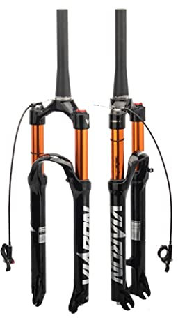 LHHL Forcella MTB 26/27,5/29 Pollici Forcella Ammortizzata Ad Aria Compressa Corsa 100 Mm Tubo Conico 1-1/2 QR 9 Mm Forcelle Anteriori per Mountain Bike XC AM Ultraleggere Blocco Remoto