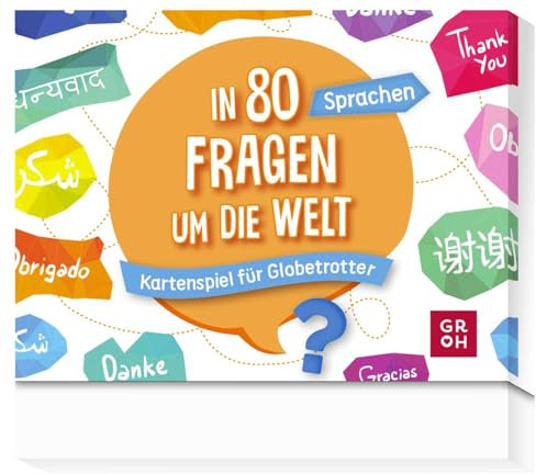In 80 Fragen um die Welt - Sprachen: Kartenspiel für Globetrotter: Quizspiel mit 80 Karten | Geschenk für Weltenbummler und gegen Fernweh