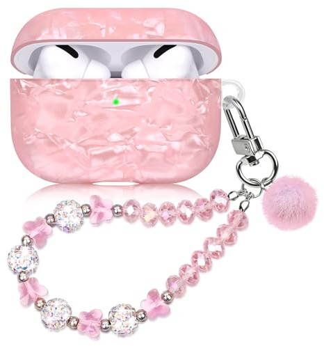 Kompatibel mit AirPods Pro 2 Hülle Case Harter Stoßfeste Schutzhülle für AirPods Pro 2. Generation 2022 Case Cover für Mädchen Frau Rosa Schmetterling