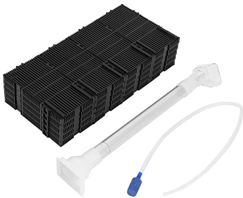 Whisverse Lot de 20 filtres à gravier en plastique noir pour aquarium + tuyau + tube