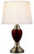 Lighting Supermarket Malham Small Touch Control Table Lamp with Ivory Pleated Shade - Red & Antique Brass