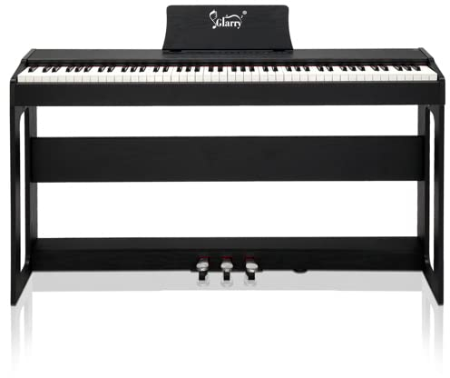 GLARRY Piano Électrique Numérique 88 avec Toucher Lourd, 128 Rythmes et Tonalités, 3 Pédales Professionnelles, 2 Haut-Parleurs Stéréo de 10 W, Prise en Charge MIDI-USB und Audio Bluetooth, Noir