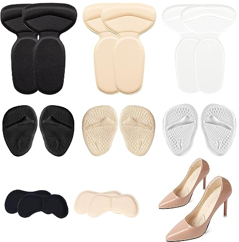 LUBOXIN 8 Paar Vorfußpolster und Fersenkissen-Set, Wiederverwendbare Geleinlagen High Heels, Ballenpolster Vorfuß für Frauen, Einlagen für Sandalen, Antislip Geleinlagen für Schmerzlinderung