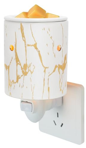 nawaza Pluggable Wax Melt Warmer for Scented Wax,Ceramic Plug in Wax Warmer,Electric Cube Melter for Scents and Fragrance,Candle Melter Plug in Wall for Home, Office and Spa(White Gold)