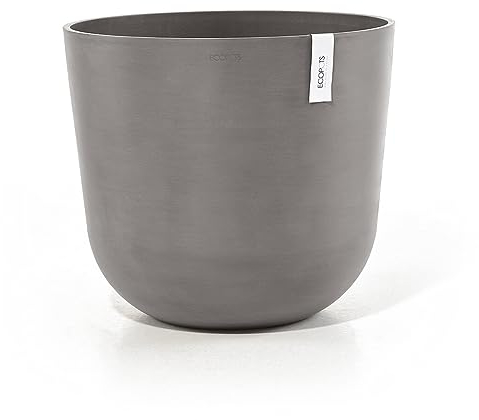 Ecopots Blumentopf Oslo Braun Grau - mit Wasserversorgung - Durchmesser Ø 35 cm rund groß - Pflanzentopf aus Recycling Kunststoff - Übertopf modern für Indoor und Outdoor