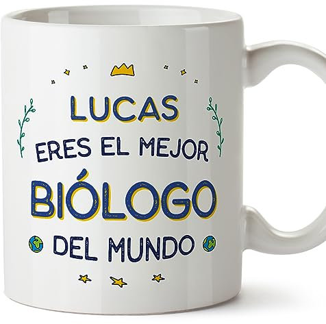 MUGFFINS Tazas Personalizadas para BIÓLOGO hombre - En Español - Mejor del Mundo - 11 oz / 330 ml - Regalo Personalizable original y divertido