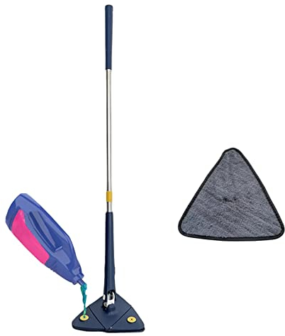 Loupsiy Fregona Mopa Giratoria 360grados Triangular,Limpieza Suelos,Escoba,Fregona Giratoria,Fregona Triangular Giratoria,Ajustable,Extensible,con Escurridor Automático,Almohadillas Reutilizables