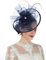 Sinamay Serre-tête bibi à plumes et fleurs pour femme Course Royal Ascot Pilulier Mariage Cocktail Thé Fête Derby Chapeau pour femme, SG-Bleu marine, M