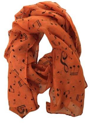mugesh Schal Notenmotive - schönes Geschenk für Musiker (orange)