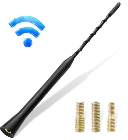 Qiuyan 23cm Universal Car Antenna Replacement, Radio Signal Booster, AM/FM/DAB Roof Car Radio Aerial Mast Comes with Screws M4 M5 M6