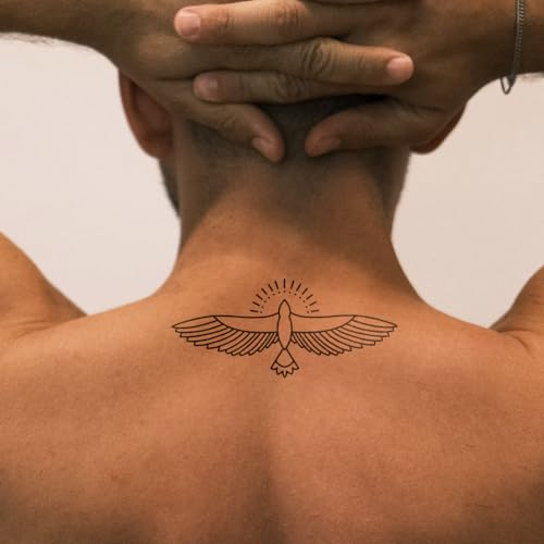 Inkster® Großer Minimalistischer Vogel Tattoo | Temporäres Tattoo mit EU-Kosmetikzertifizierung | wasserfest + vegan | revolutionäres 2-Wochen-Tattoo | Fake Tattoos und Klebetattoos für Erwachsene