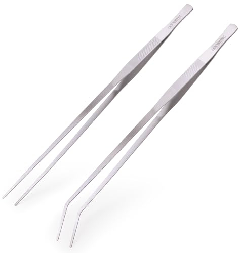 VORESTIC 2 Stück Aquarium Pinzette Lang Set, Gerade und Gebogen, Sehr Lang 60 cm
