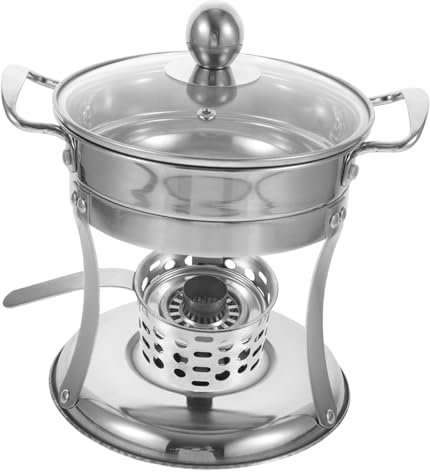 Happyyami Stufa Monofuoco Produttore Di Fonduta Di Cioccolato Piatto Caldo Cinese Shabu Shabu Cinese Pentola Di Ramen Coreana Pentola a Gas Individuale Bicchiere Cibo Acciaio Inossidabile