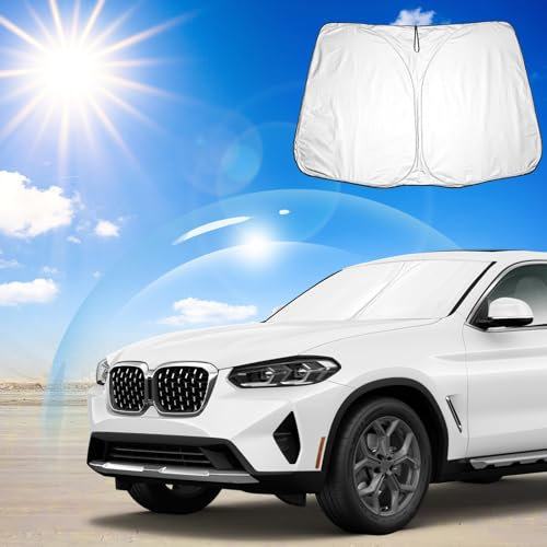 Ruiya Parasol para Parabrisas Delantero Compatible con BMW X4 G02 2019-2024 2025 Parasol Coche Delantero Anti UV Rayos Parabrisas de Coche Parasol Plegable Protección Solar para X4 Accesorios