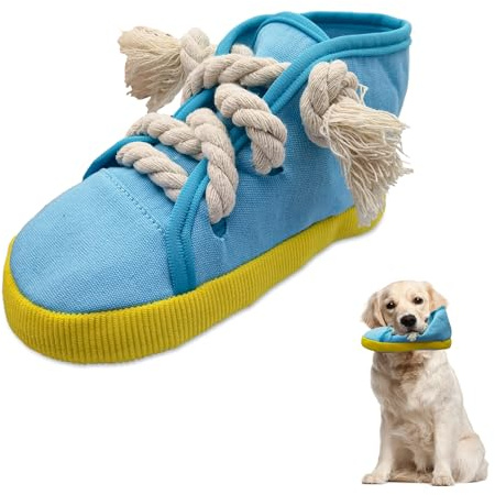 LuckyOpt Quietschspielzeug Hund, Schuhförmiges Hundekauspielzeug mit Squeakers, um Langeweile zu reduzieren für kleine mittlere Hunde (Blau)