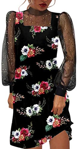 WVONIF Robe été Femme Mi Longue Cache Coeur Bustier Élégante Robe Manches Courtes en Dentelle A-Line Mode Taille Élastique Tenue Robe Tulle Femme